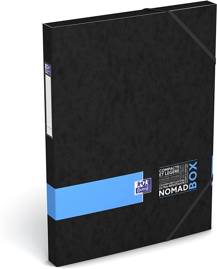 OXFORD Boîte A4 Dos 25mm avec Elastique Couverture Carte Pelliculée