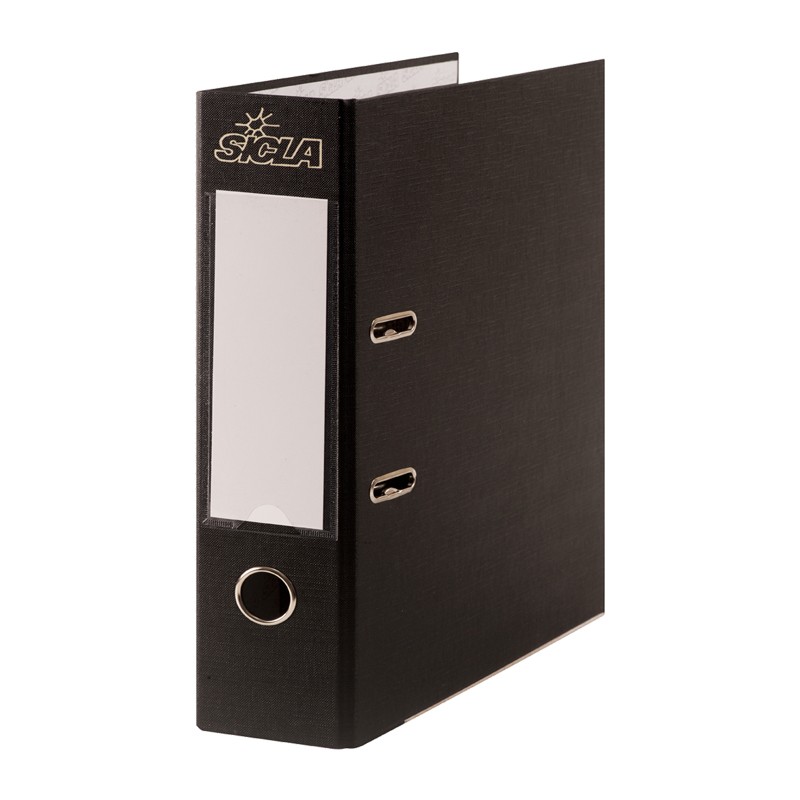 [AL-SI NOIR] Classeur A Levier Simili Cuir Noir 32X28cm 8cm