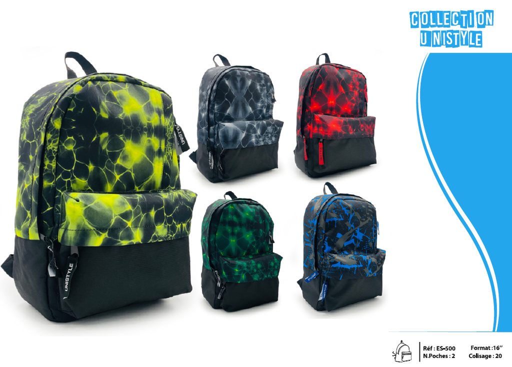 [MB-101-16BP] Sac a Dos 16" 2 Poches Visuelle Bombe 3D 900D Imperméable UNISTYLE