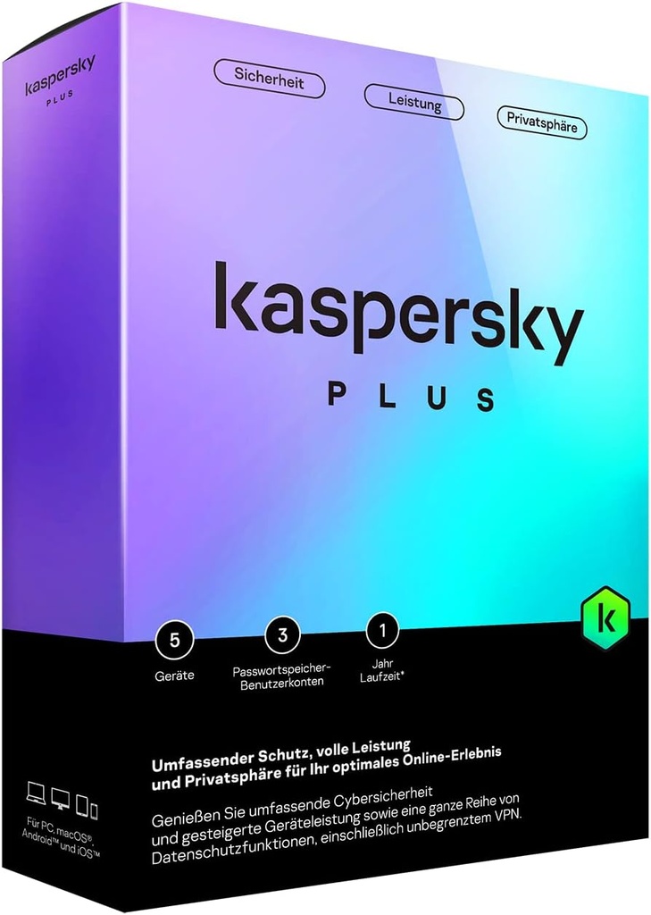 Anti-Virus Kaspersky Plus (équivalent à Internet Security) - 5 Postes / 1 an